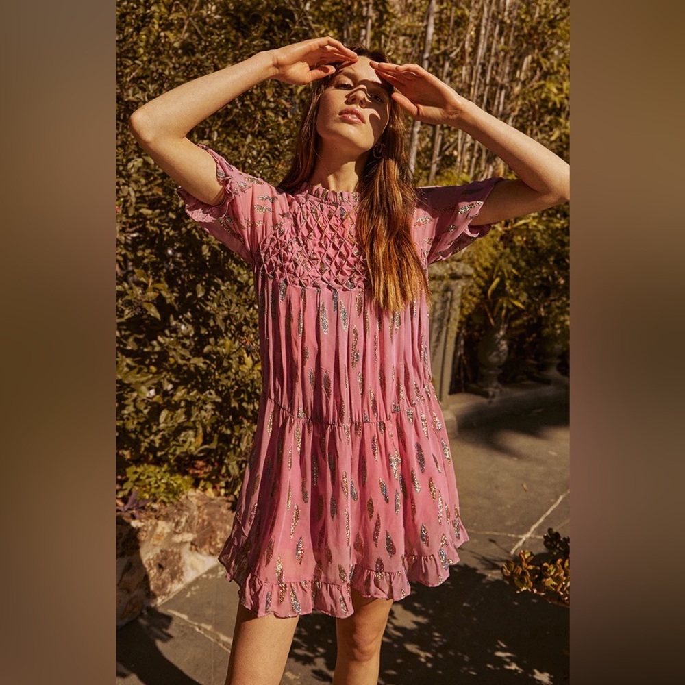 NEW NWT SAYLOR Sylvi Dress In Metallic Confetti Jacquard